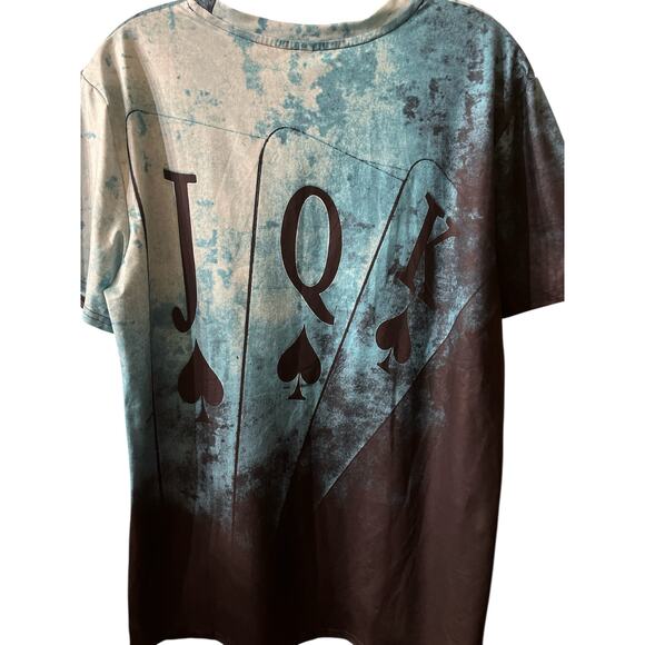 Shein Poker Cards Short Sleeve Playing Cards Print Tie-Dye T-Shirt M - Picture 5 of 5